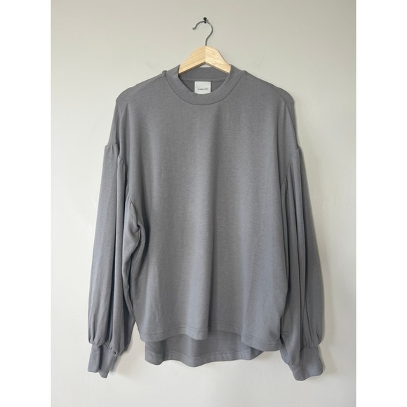 NEW Varley Brannon Ribbed Crewneck Long Sleeve Pullover Gray Sweatshirt Top - Picture 2 of 10